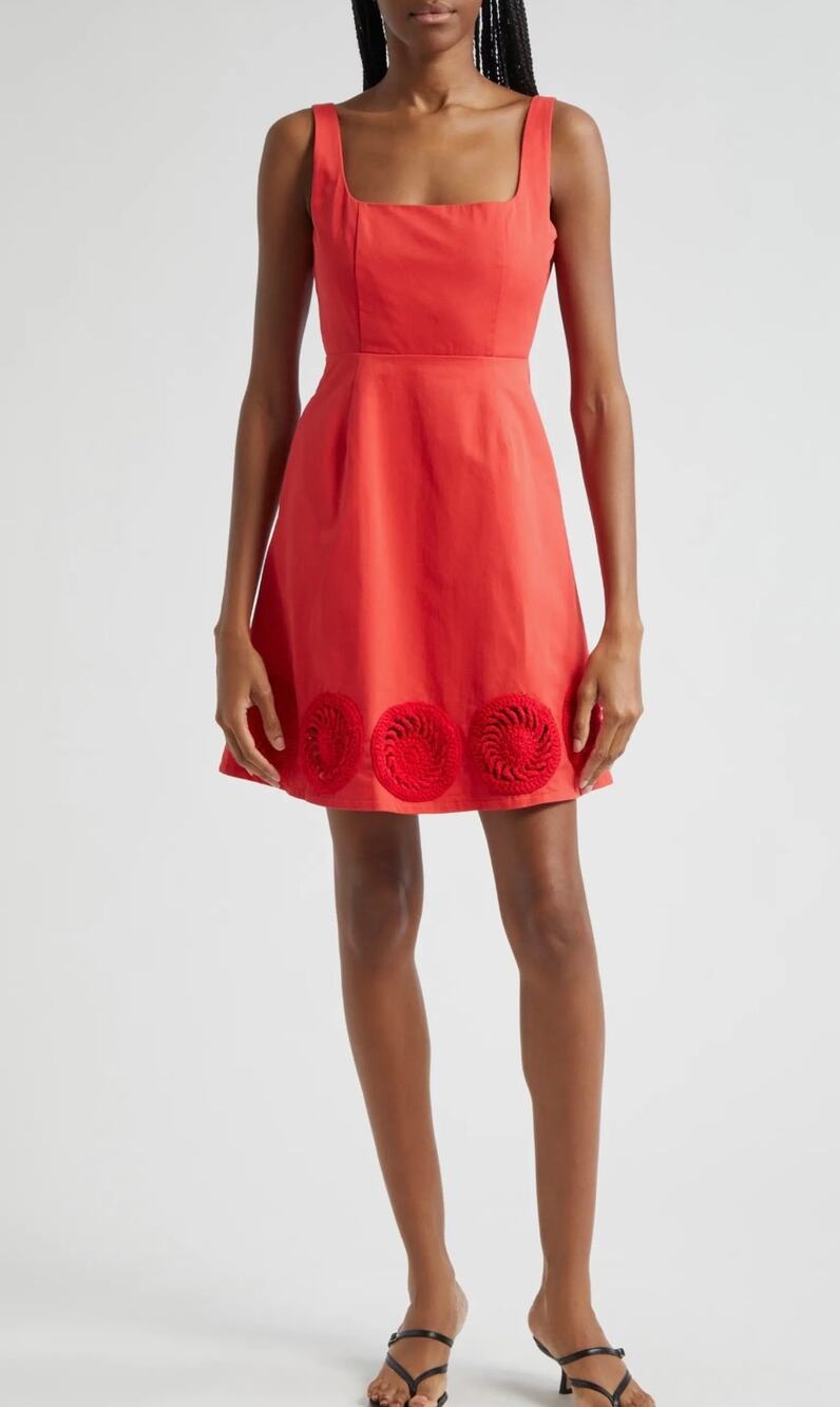 Elexiay Kogi Crochet Embellished A-Line Minidress red size small (NWOT)